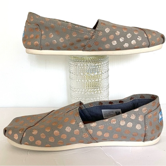 Toms Shoes - TOMS - WOMEN'S SEASONAL CLASSICS ALPARGATA FLAT SHOES ROSE GOLD POLKA DOTS